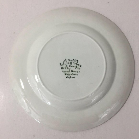 1980 Royal Crownford Christmas Plate Green Norma Sherman Staffordshire England - Picture 5 of 6